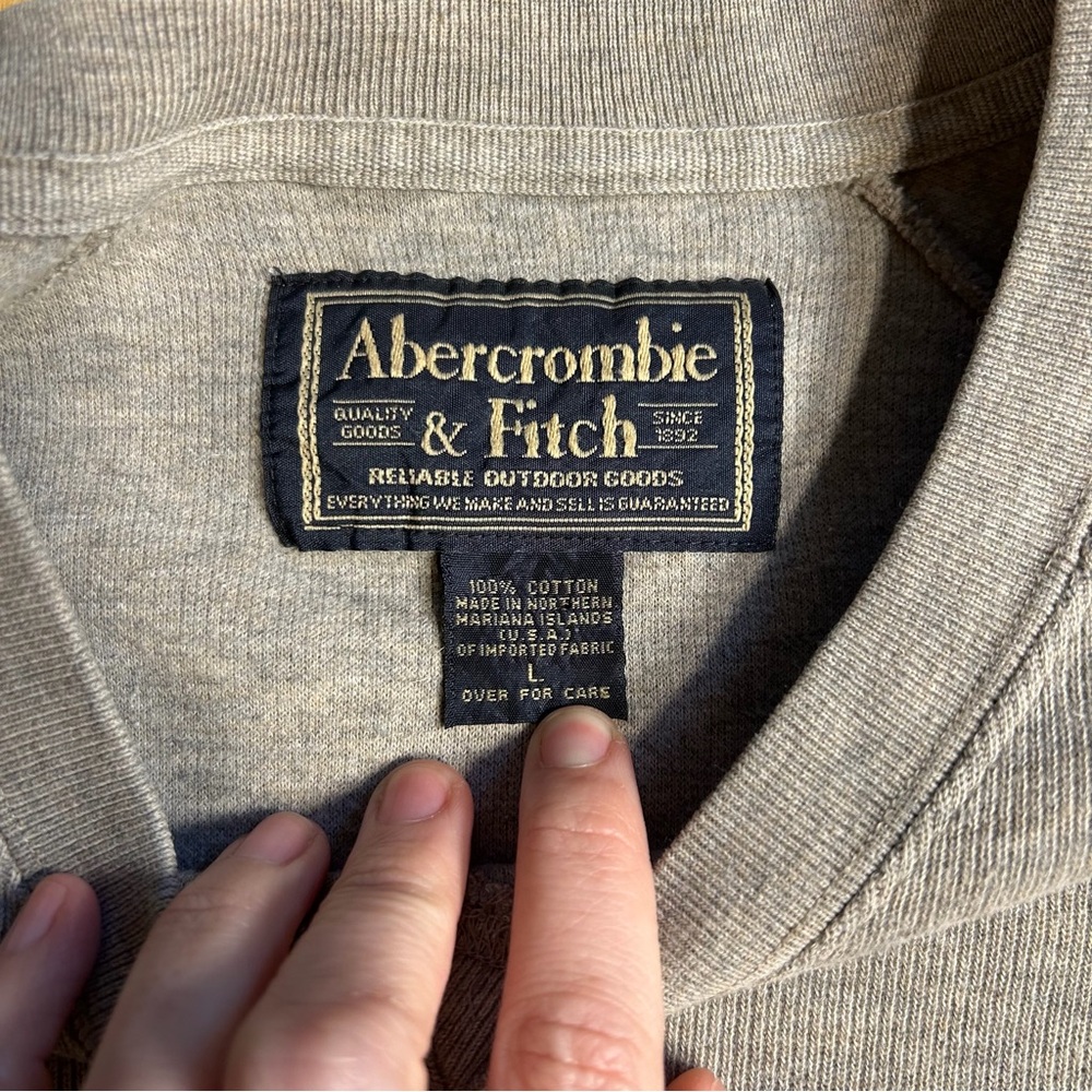 Abercrombie & Fitch Vintage Y2K Heather Gray Raglan V-Neck‎ Pullover Large - Picture 2 of 6